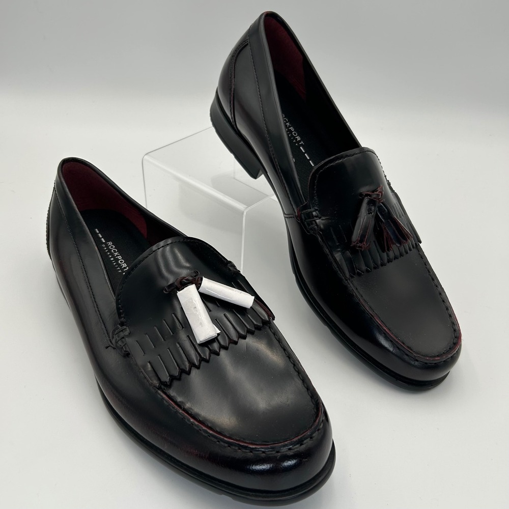 Rockport Walkability Burgundy Black Kiltie Tassel Loafers Mens 11.5 Adiprene